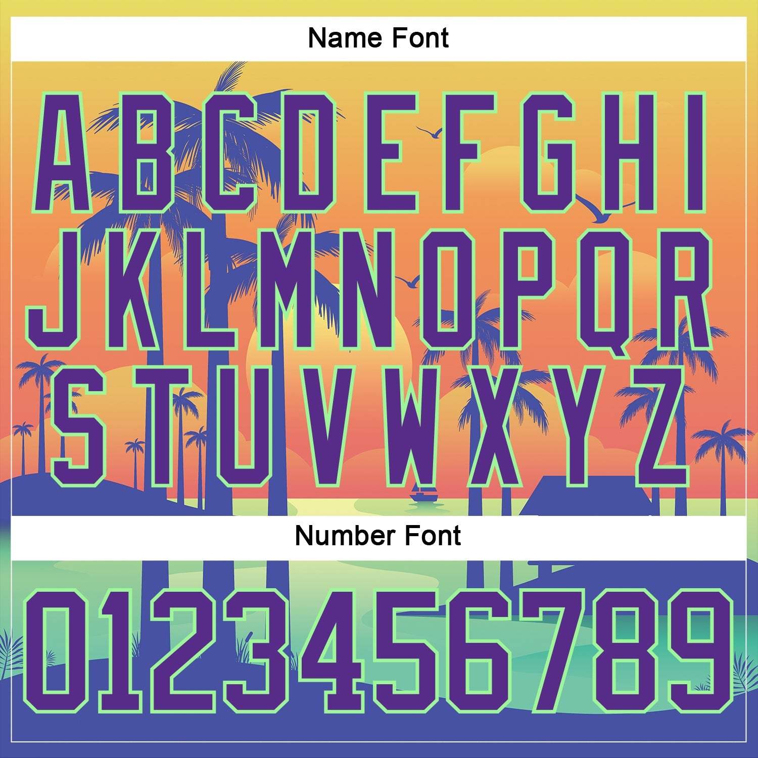 Custom Purple Yellow-Pea Green 3D Pattern Gradient Hawaii Tropical Palm Trees Hockey Lace Neck Jersey