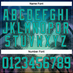 Custom Aqua Blue Olive-White 3D Pattern Gradient Hawaii Tropical Palm Trees Hockey Lace Neck Jersey