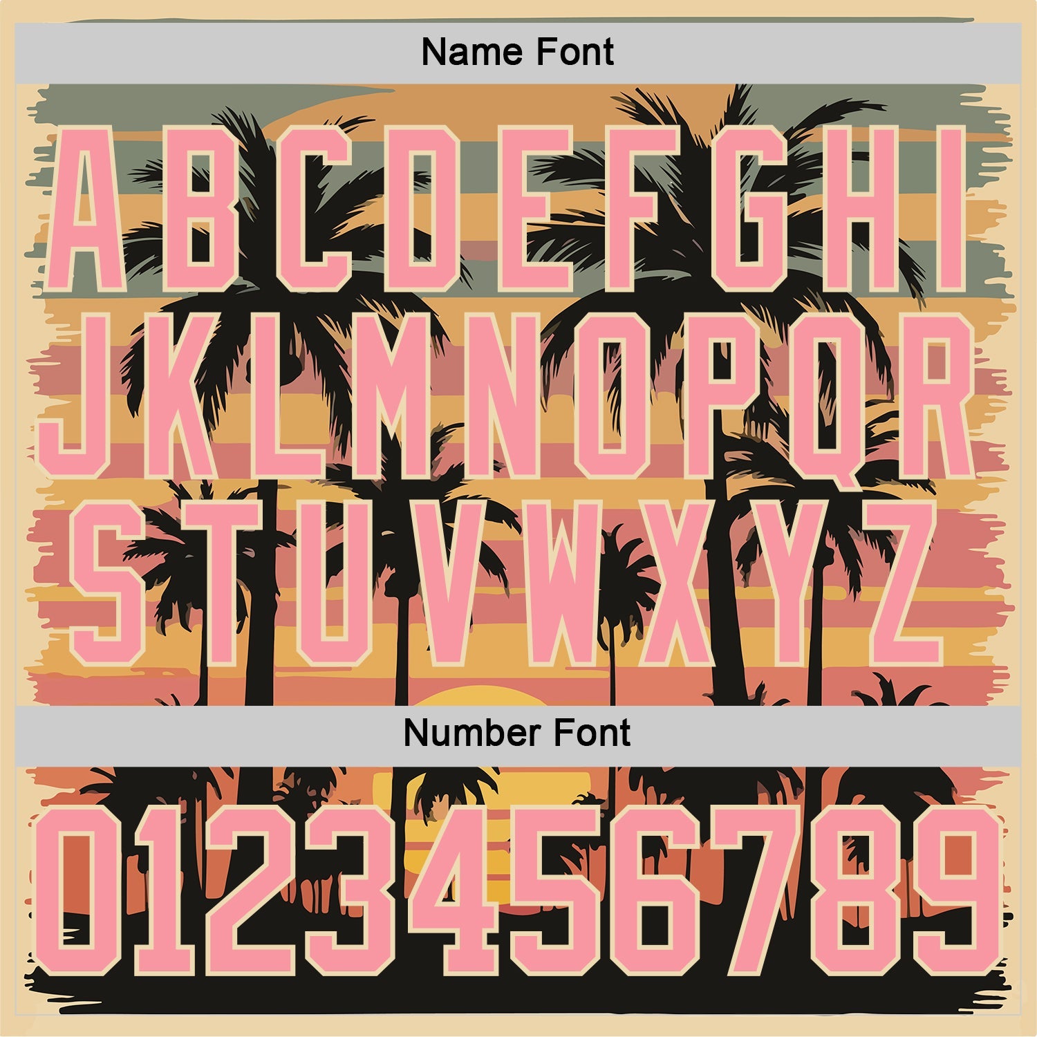 Custom Medium Pink Cream Yellow-Black 3D Pattern Gradient Hawaii Tropical Palm Trees Hockey Lace Neck Jersey