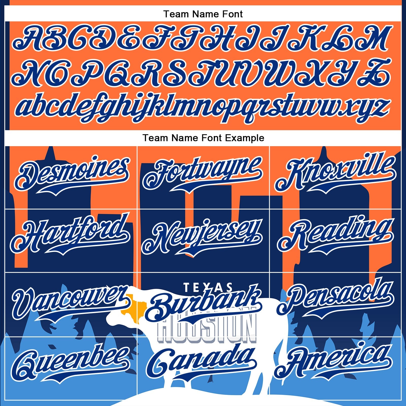 Custom Orange Royal-White Houston Texas Cityscape Landmark City Symbol Authentic Baseball Jersey