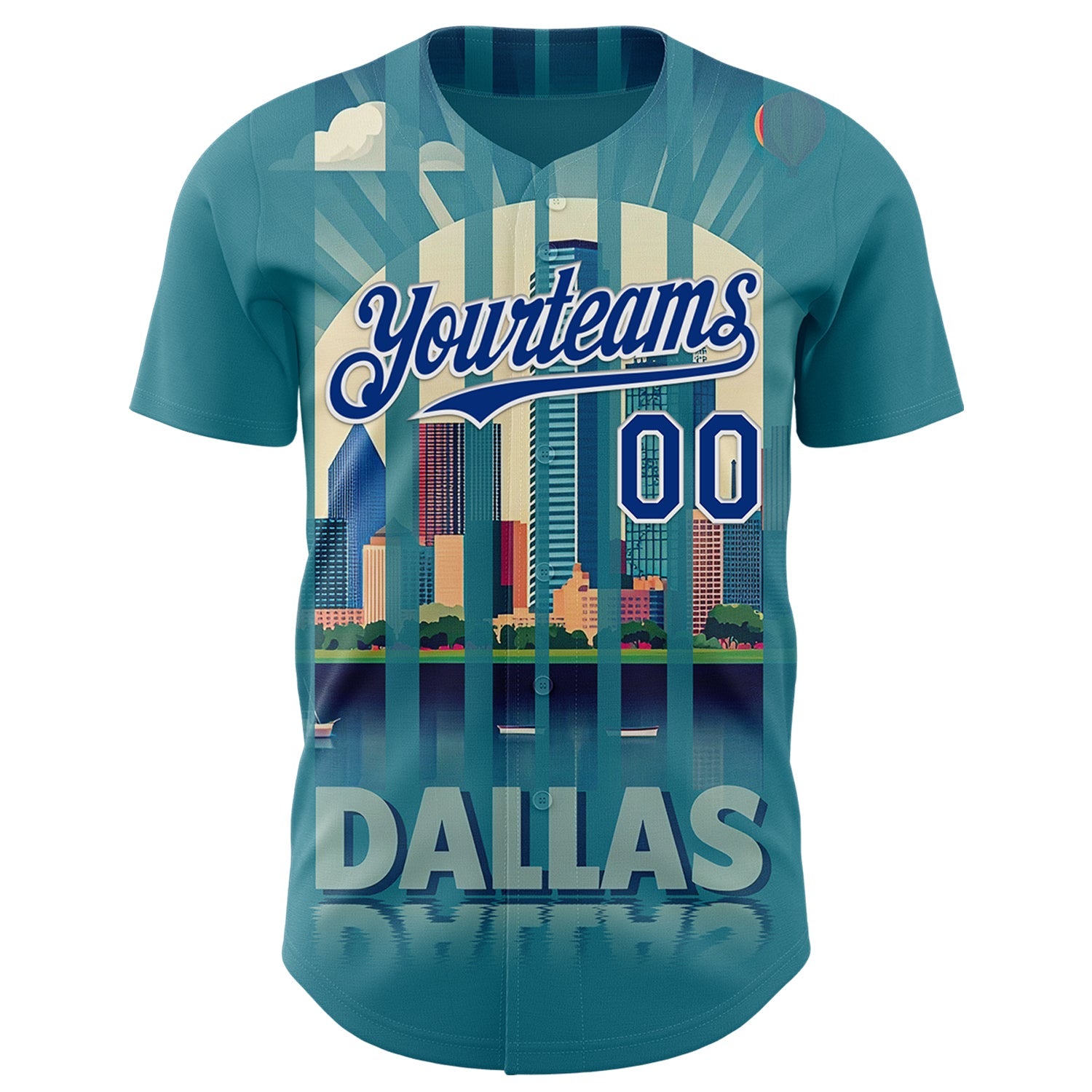 Custom Blue Royal-White Dallas Texas Urban Cityscape Landmark City Symbol Authentic Baseball Jersey
