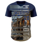 Custom Blue Royal Gray-Old Gold Minnesota Stone Bridge Landmark City Symbol Authentic Baseball Jersey