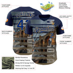 Custom Blue Royal Gray-Old Gold Minnesota Stone Bridge Landmark City Symbol Authentic Baseball Jersey