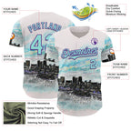 Custom White Ice Blue Black-Purple New Orleans Louisiana Cityscape Skyline City Symbol Authentic Baseball Jersey