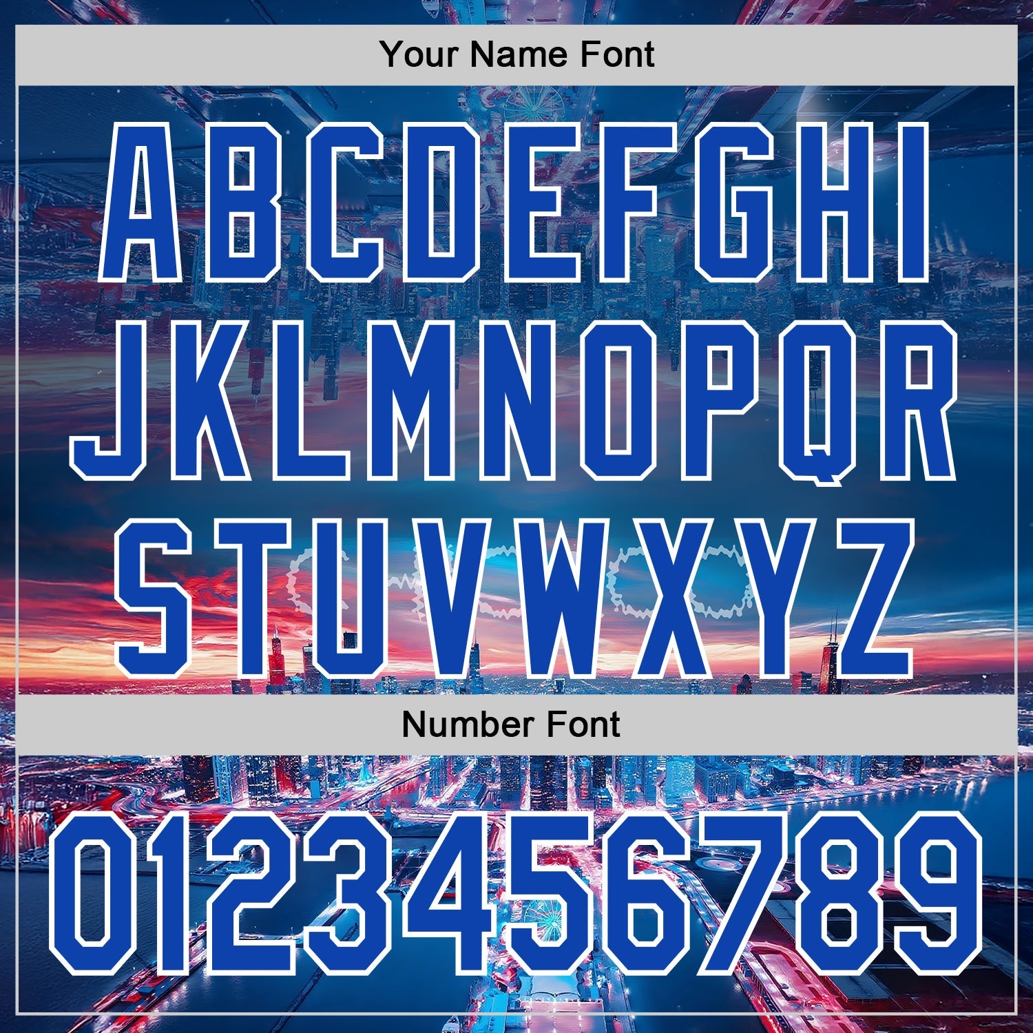 Custom Blue Thunder Blue-White Chicago Illinois Cityscape Skyline City Symbol Authentic Baseball Jersey