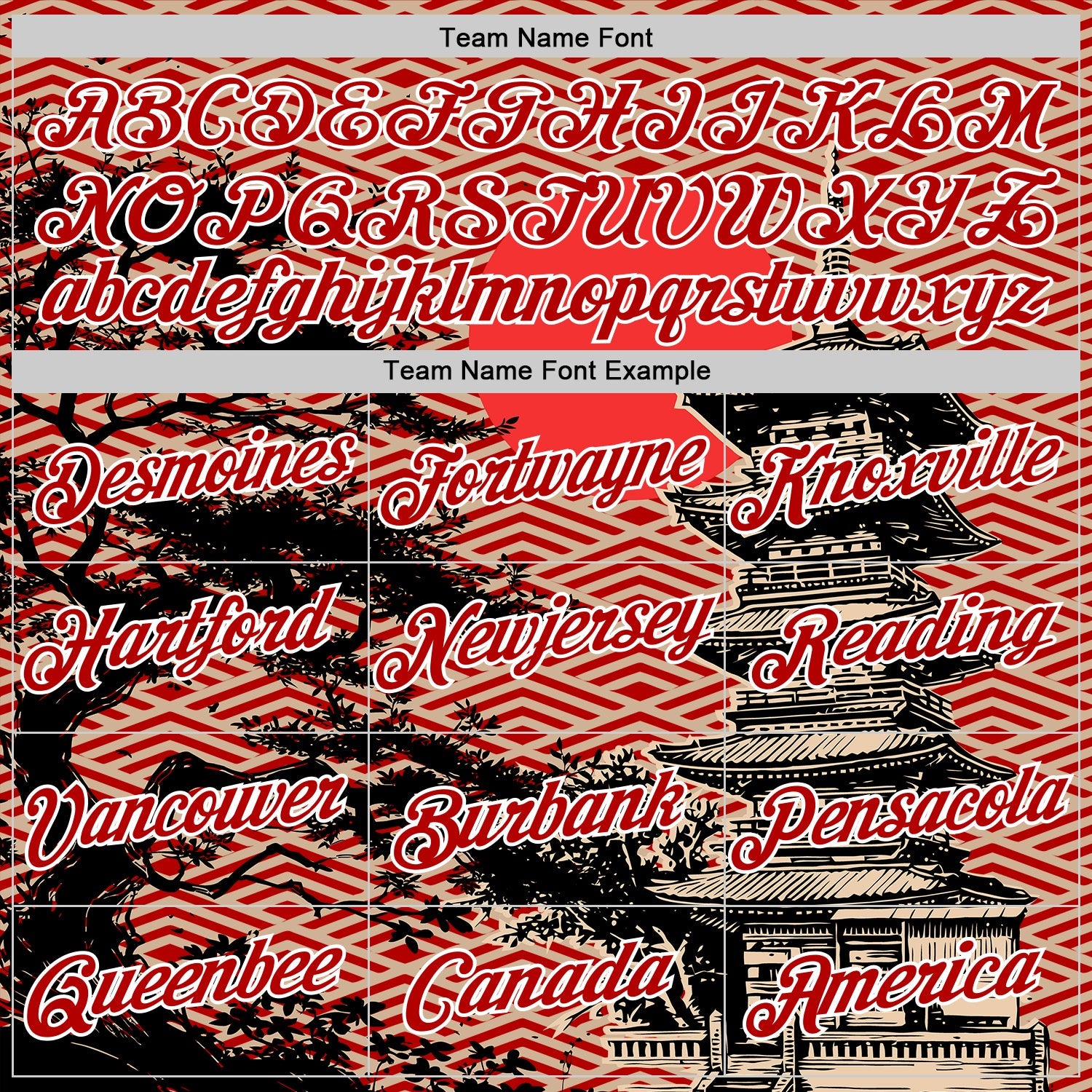 Custom Red Cream Black-White Japan Pagoda Performance T-Shirt