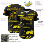 Custom Black Yellow 3D Pattern Design Car Racing Formula Auto Motorsport Authentic Baseball Jersey