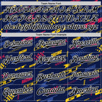 Custom Navy Black White Red-Yellow 3D Pattern Design Car Racing Formula Auto Motorsport Authentic Baseball Jersey