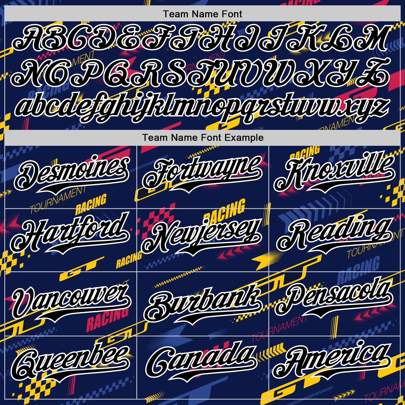 Custom Navy Black White Red-Yellow 3D Pattern Design Car Racing Formula Auto Motorsport Authentic Baseball Jersey