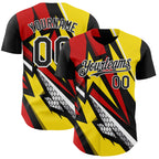 Custom Black White Red-Yellow 3D Pattern Design Car Racing Formula Auto Motorsport Authentic Baseball Jersey