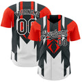 Custom Red Black-White 3D Pattern Design Car Racing Formula Auto Motorsport Authentic Baseball Jersey