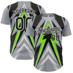 Custom Gray Black White-Green 3D Pattern Design Car Racing Formula Auto Motorsport Authentic Baseball Jersey