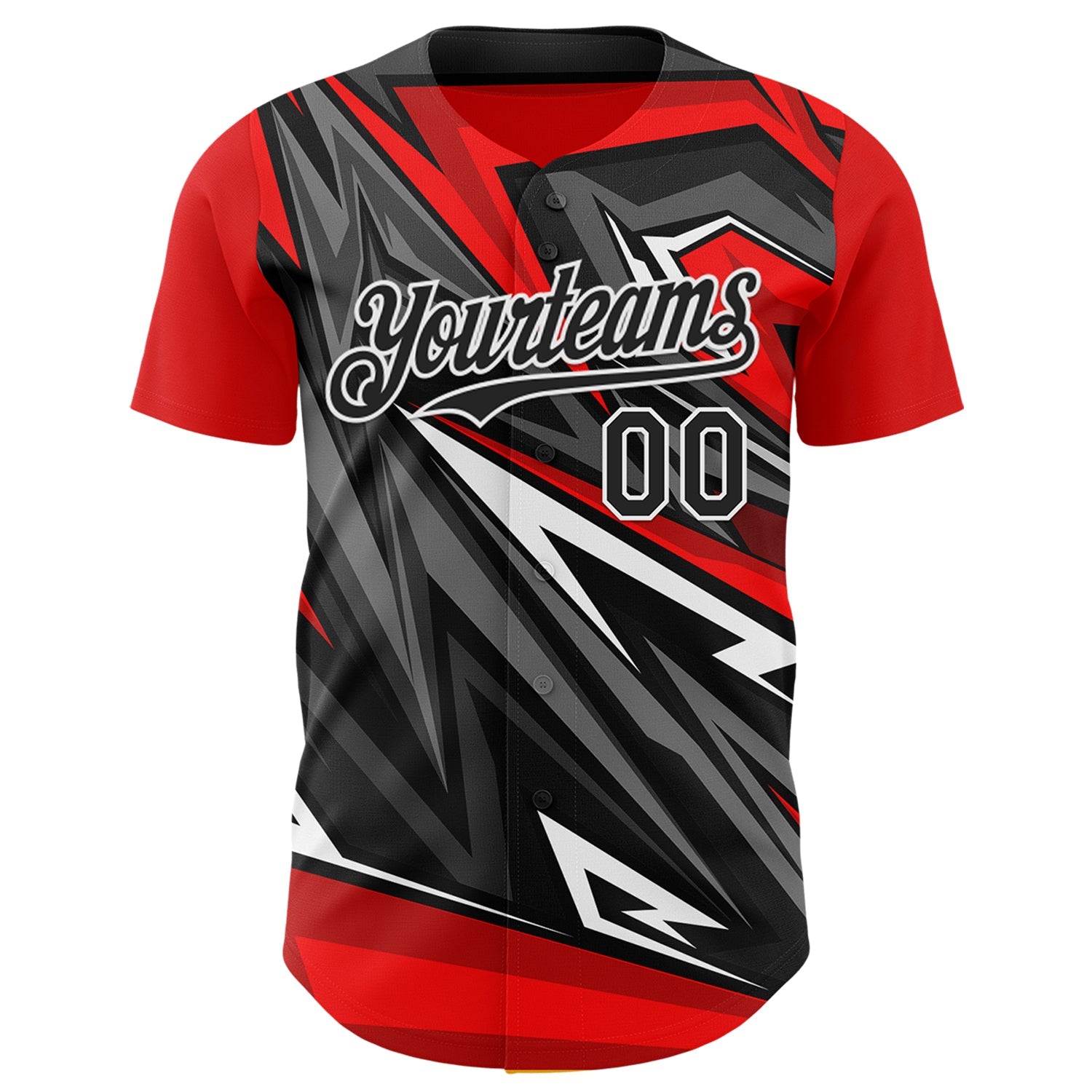 Custom Red Black White-Gray 3D Pattern Design Car Racing Formula Auto Motorsport Authentic Baseball Jersey