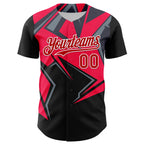 Custom Black Red White-Gray 3D Pattern Design Car Racing Formula Auto Motorsport Authentic Baseball Jersey