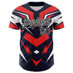 Custom Navy Black White-Red 3D Pattern Design Car Racing Formula Auto Motorsport Authentic Baseball Jersey