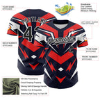 Custom Navy Black White-Red 3D Pattern Design Car Racing Formula Auto Motorsport Authentic Baseball Jersey