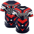 Custom Navy Black White-Red 3D Pattern Design Car Racing Formula Auto Motorsport Authentic Baseball Jersey