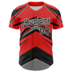 Custom Red Black White-Gray 3D Pattern Design Car Racing Formula Auto Motorsport Authentic Baseball Jersey