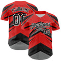 Custom Red Black White-Gray 3D Pattern Design Car Racing Formula Auto Motorsport Authentic Baseball Jersey