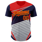 Custom Navy Red Gold Gray-White 3D Pattern Design Car Racing Formula Auto Motorsport Authentic Baseball Jersey