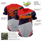 Custom Navy Red Gold Gray-White 3D Pattern Design Car Racing Formula Auto Motorsport Authentic Baseball Jersey