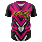 Custom Black Gold Pink White-Gray 3D Pattern Design Car Racing Formula Auto Motorsport Authentic Baseball Jersey