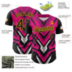 Custom Black Gold Pink White-Gray 3D Pattern Design Car Racing Formula Auto Motorsport Authentic Baseball Jersey