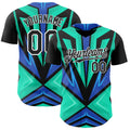 Custom Black White Aqua-Purple 3D Pattern Design Car Racing Formula Auto Motorsport Authentic Baseball Jersey
