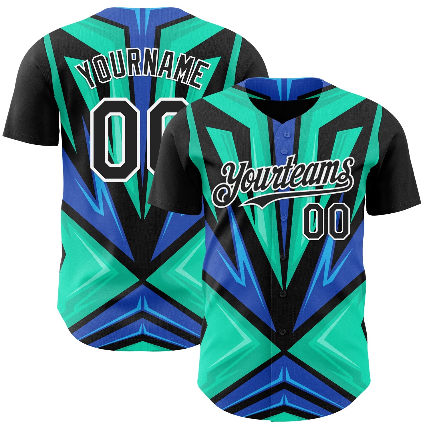 Custom Black White Aqua-Purple 3D Pattern Design Car Racing Formula Auto Motorsport Authentic Baseball Jersey