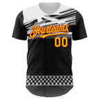 Custom Black Yellow Red White-Gray 3D Pattern Design Car Racing Formula Auto Motorsport Authentic Baseball Jersey