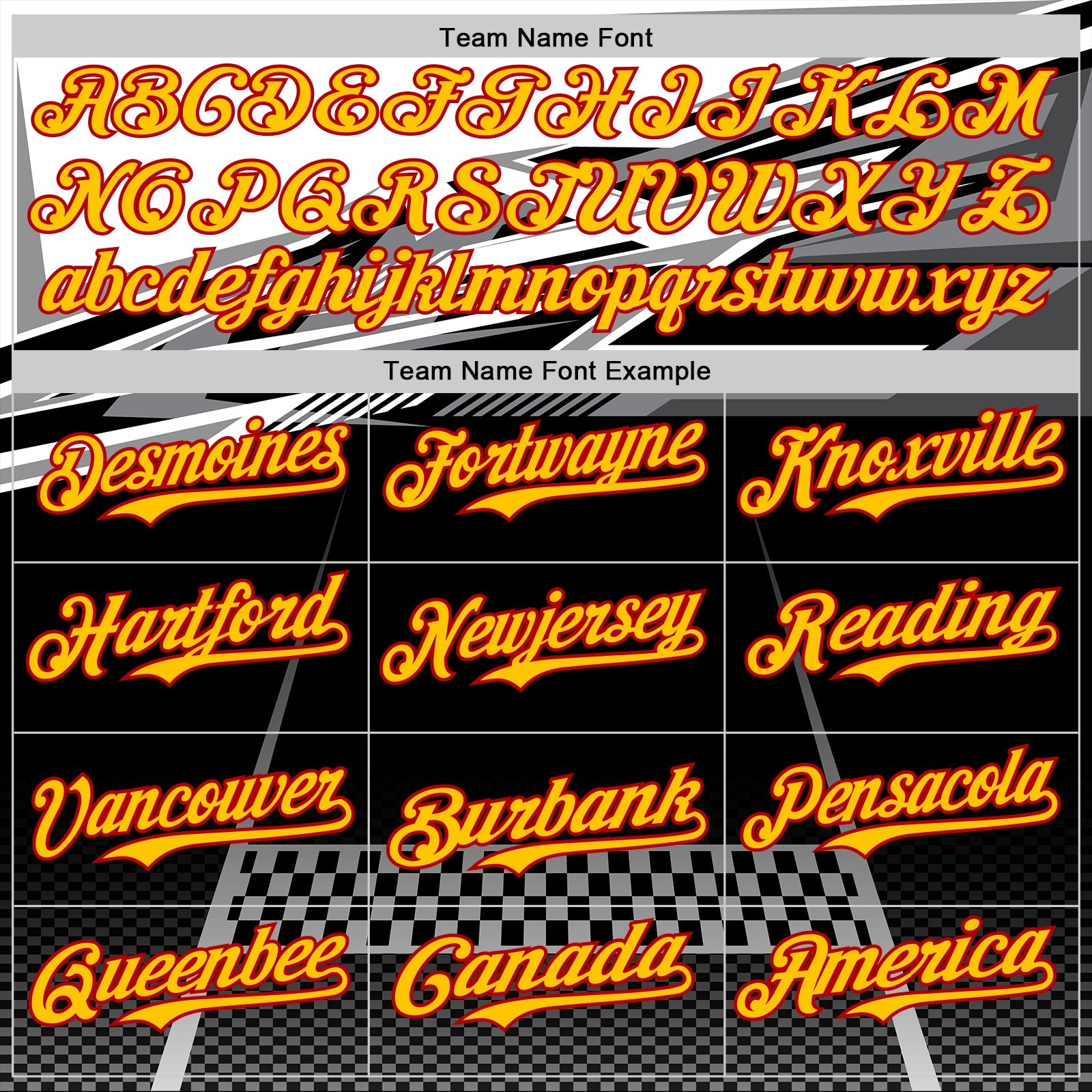 Custom Black Yellow Red White-Gray 3D Pattern Design Car Racing Formula Auto Motorsport Authentic Baseball Jersey