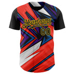 Custom Black Gold Orange Blue-White 3D Pattern Design Car Racing Formula Auto Motorsport Authentic Baseball Jersey