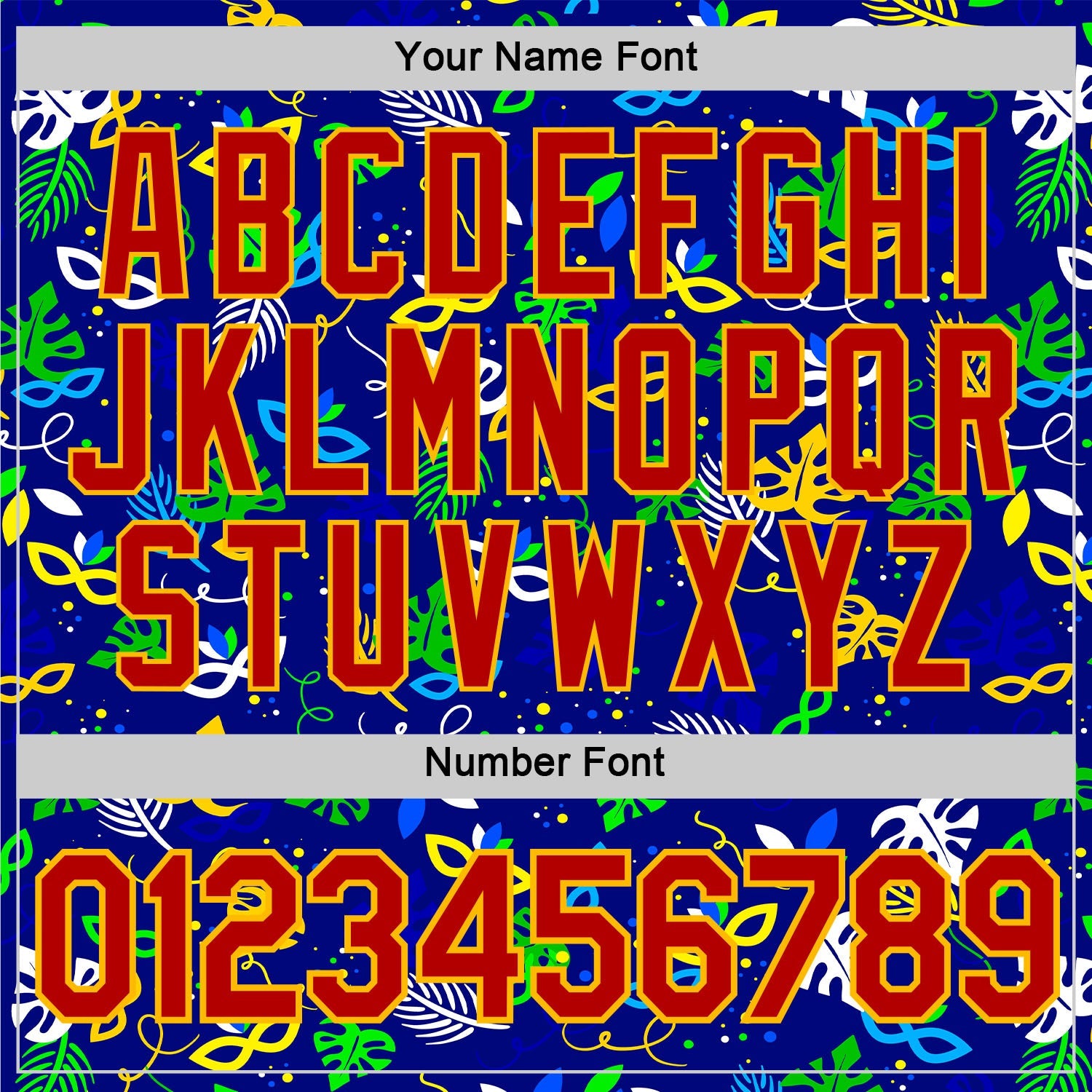 Custom Blue Red-Gold Brazil Tropical Leaves Performance T-Shirt