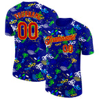 Custom Blue Red-Gold Brazil Tropical Leaves Performance T-Shirt