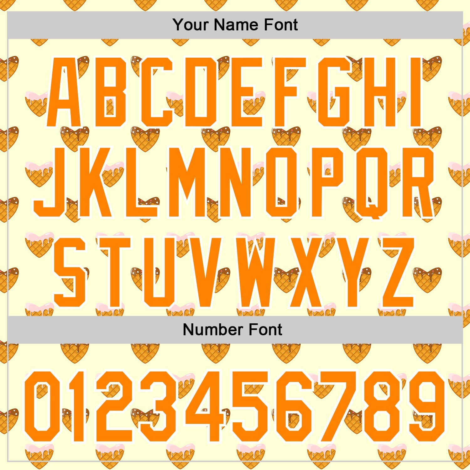 Custom Yellow Bay Orange-White 3D Pattern Design Foodie Heartshaped Waffles Sweets Authentic Baseball Jersey