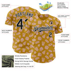 Custom Yellow Black-White 3D Pattern Design Foodie Fast Food Doodles Authentic Baseball Jersey
