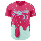 Custom Pink Ice Blue 3D Pattern Design Foodie Dripping Ice Cream Authentic Baseball Jersey