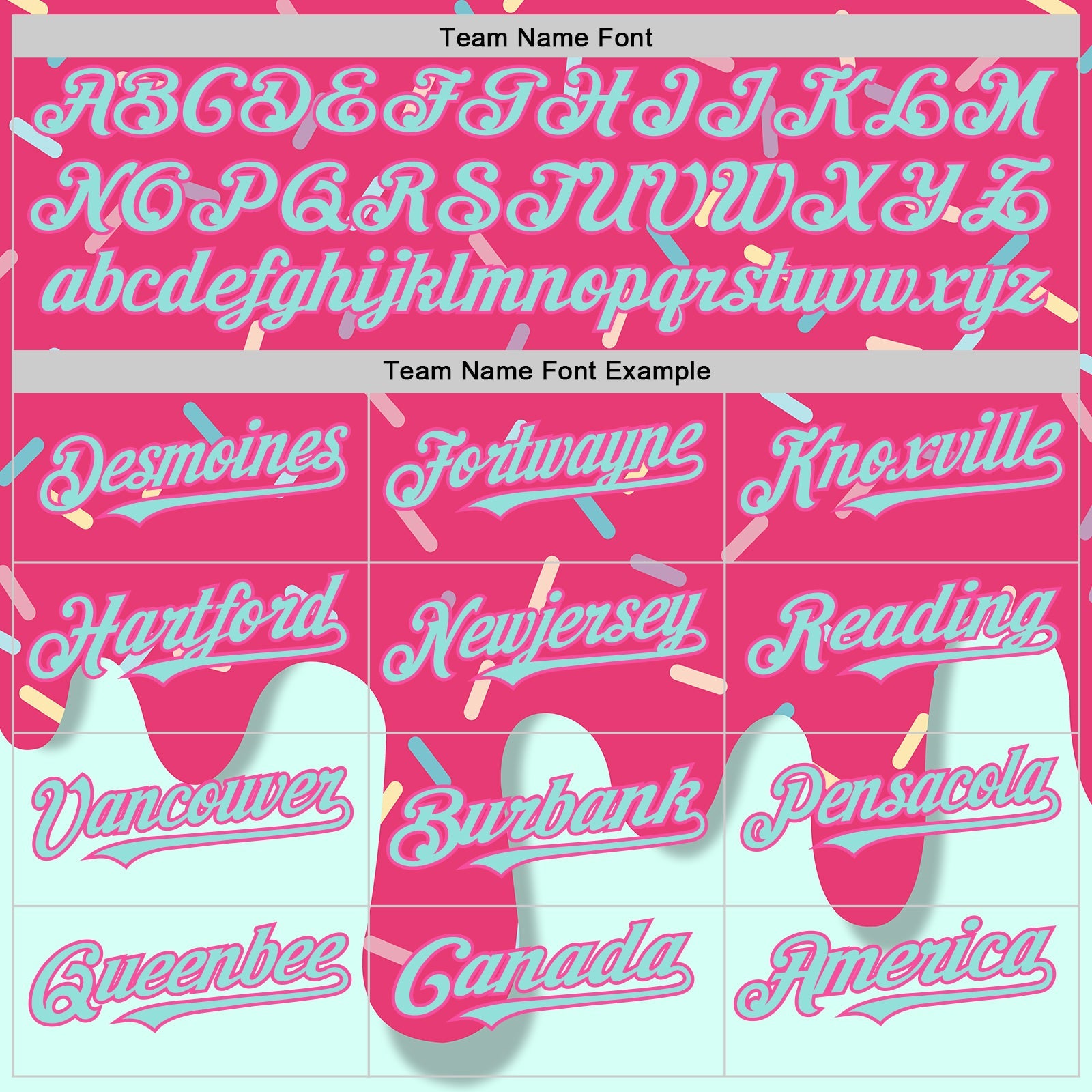 Custom Pink Ice Blue 3D Pattern Design Foodie Dripping Ice Cream Authentic Baseball Jersey