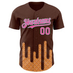 Custom Brown Pink-Ice Blue 3D Pattern Design Foodie Dripping Ice Cream Authentic Baseball Jersey
