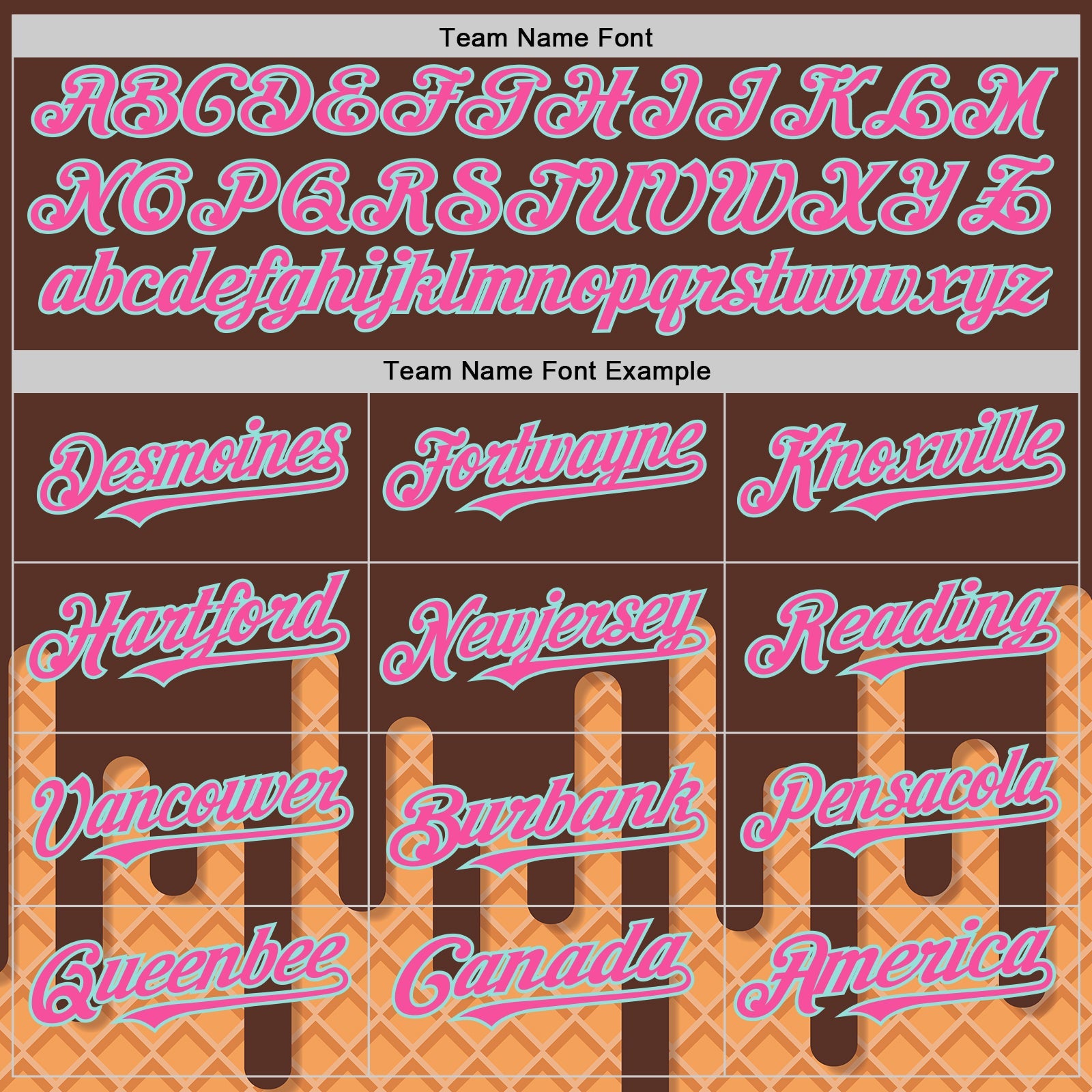 Custom Brown Pink-Ice Blue 3D Pattern Design Foodie Dripping Ice Cream Authentic Baseball Jersey