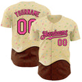Custom Yellow Pink-Brown 3D Pattern Design Foodie Dripping Ice Cream Authentic Baseball Jersey