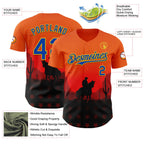 Custom Orange Thunder Blue-Yellow Texas Cowboy City Edition Authentic Baseball Jersey