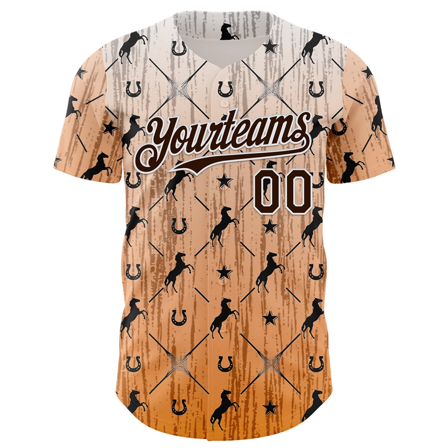 Custom Orange Brown-White Texas Horseshoe Cowboy City Edition Authentic Baseball Jersey