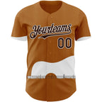 Custom Brown White Texas Guitar City Edition Authentic Baseball Jersey