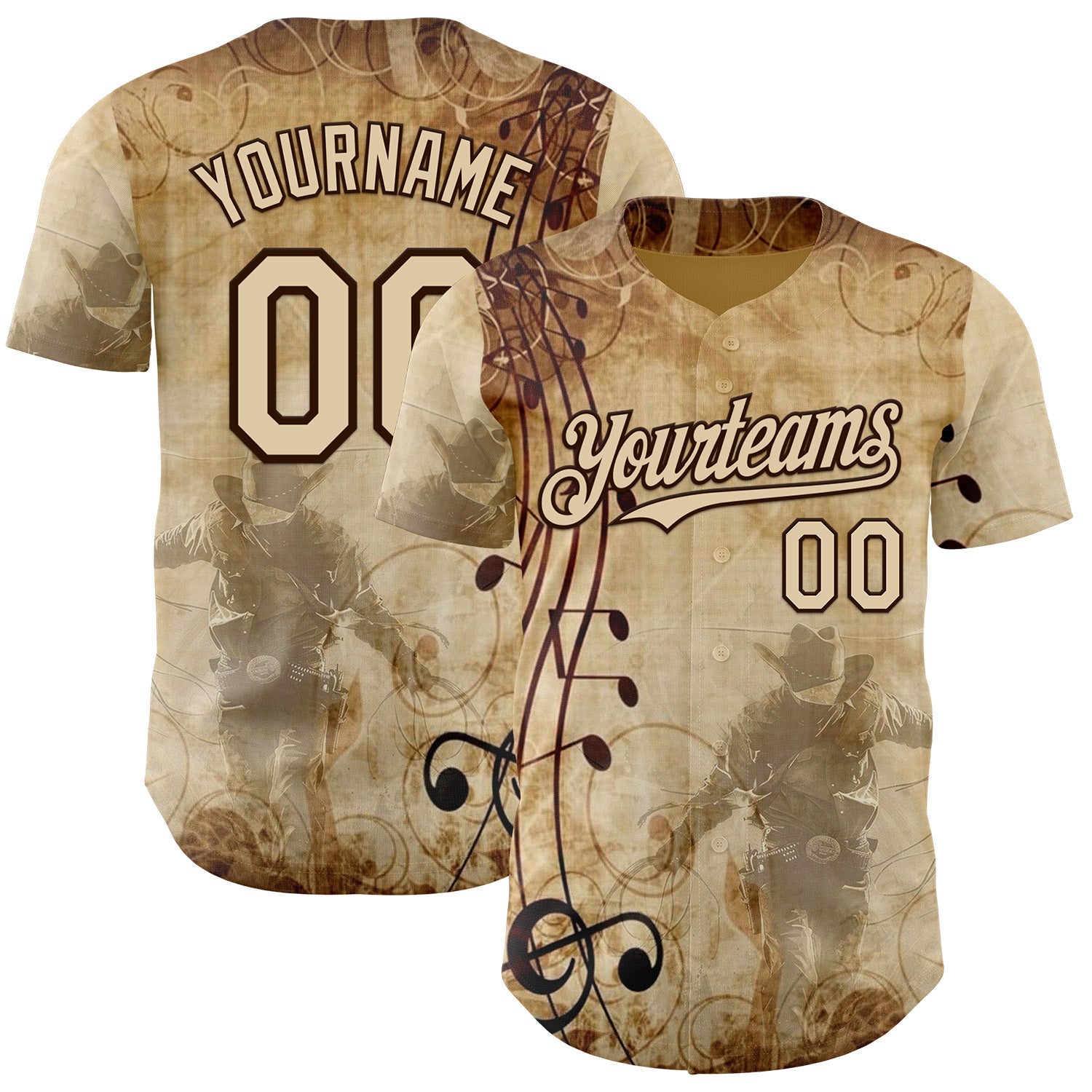 Custom City Cream Brown Texas Grunge Cowboy Country Music City Edition Authentic Baseball Jersey