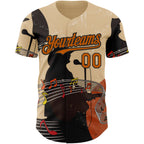 Custom City Cream Texas Orange-Black Texas Guitar City Edition Authentic Baseball Jersey