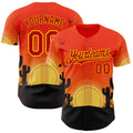 Custom Orange Red Yellow-Black Texas Sunset Southwest Landscape Guitar City Edition Authentic Baseball Jersey