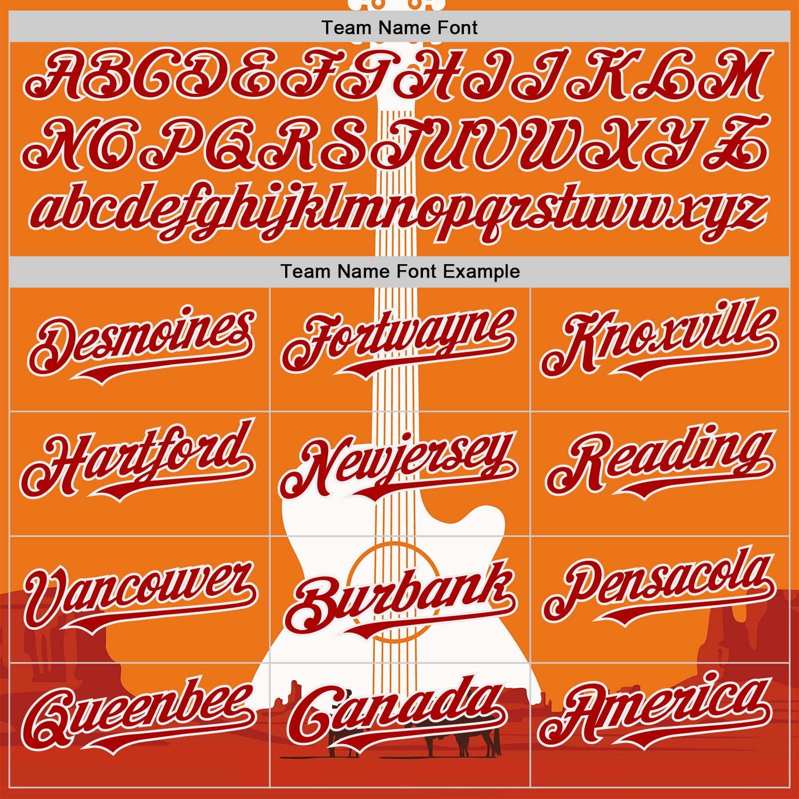 Custom Orange Red-White Texas Sunset Southwest Landscape Guitar City Edition Authentic Baseball Jersey