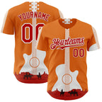 Custom Orange Red-White Texas Sunset Southwest Landscape Guitar City Edition Authentic Baseball Jersey