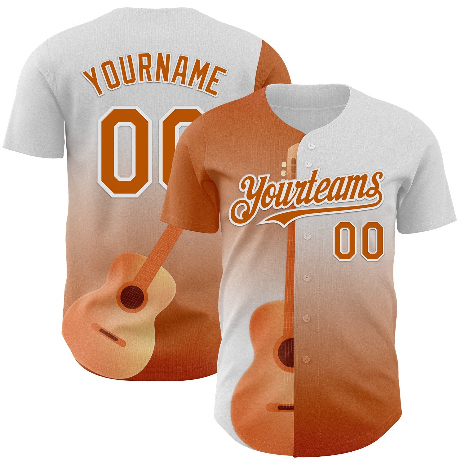 Custom White Texas Orange Texas Guitar City Edition Authentic Baseball Jersey